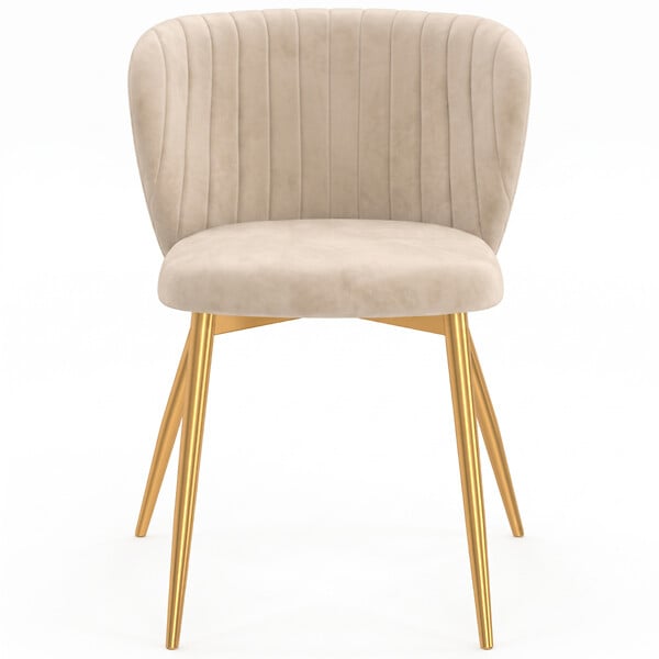 ID MARKET - Lot de 6 chaises KASIA en velours beige pieds dorés - large