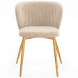 ID MARKET - Lot de 6 chaises KASIA en velours beige pieds dorés - vignette