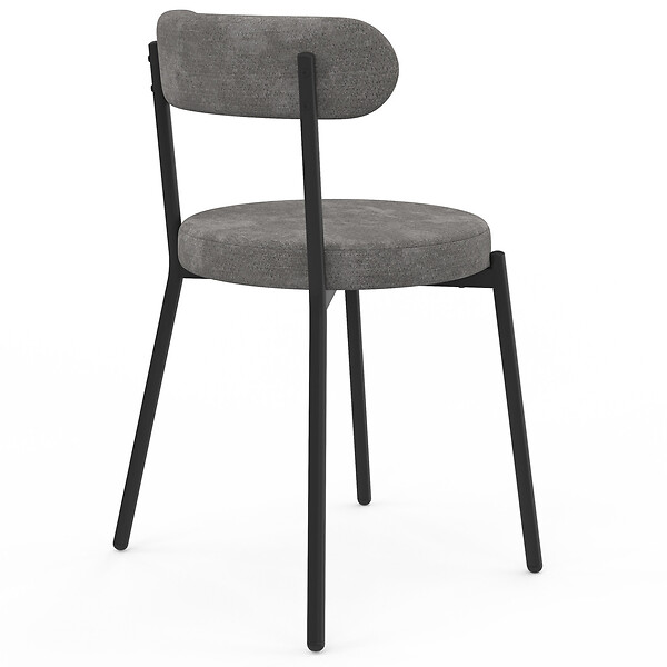 ID MARKET - Lot de 6 chaises MIKI dossier incurvé en tissu chenille mix color vert x2, écru x2, gris x2 pieds en métal noir - large