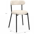 ID MARKET - Lot de 6 chaises MIKI dossier incurvé en tissu chenille mix color vert x2, écru x2, gris x2 pieds en métal noir - vignette