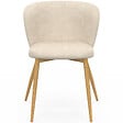 ID MARKET - Lot de 4 chaises PAULIE en tissu chenille beige et pieds effet bois pour salle à manger - vignette
