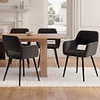 ID MARKET - Lot de 4 chaises de salle à manger, fauteuils de table HOLY en velours noir - vignette