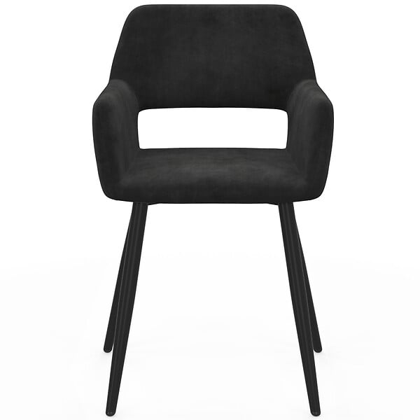 ID MARKET - Lot de 4 chaises de salle à manger, fauteuils de table HOLY en velours noir - large