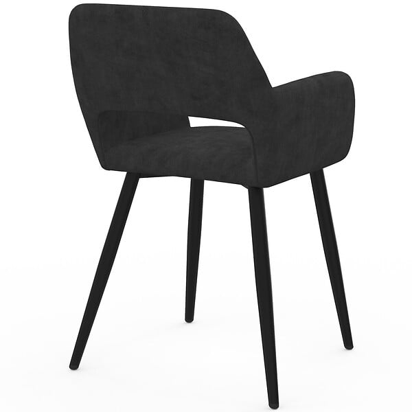 ID MARKET - Lot de 4 chaises de salle à manger, fauteuils de table HOLY en velours noir - large