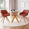 ID MARKET - Lot de 2 chaises pivotantes 360° de salle à manger, fauteuils de table JANY en velours côtelé terracotta - vignette