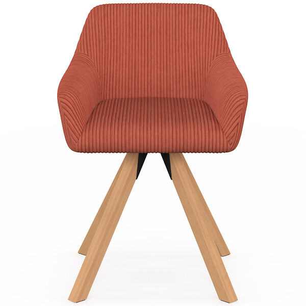ID MARKET - Lot de 2 chaises pivotantes 360° de salle à manger, fauteuils de table JANY en velours côtelé terracotta - large