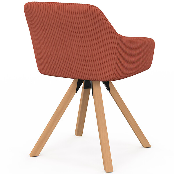 ID MARKET - Lot de 2 chaises pivotantes 360° de salle à manger, fauteuils de table JANY en velours côtelé terracotta - large