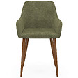 ID MARKET - Lot de 4 chaises RORY en tissu chenille verte pieds noyer pour salle à manger - vignette
