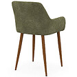 ID MARKET - Lot de 4 chaises RORY en tissu chenille verte pieds noyer pour salle à manger - vignette