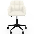 ID MARKET - Chaise de bureau EDGARD en tissu bouclette blanche pivotante et hauteur réglable à roulettes - vignette