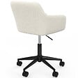ID MARKET - Chaise de bureau EDGARD en tissu bouclette blanche pivotante et hauteur réglable à roulettes - vignette