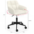 ID MARKET - Chaise de bureau EDGARD en tissu bouclette blanche pivotante et hauteur réglable à roulettes - vignette