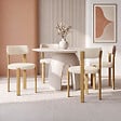 ID MARKET - Lot de 4 chaises NELLA en tissu chenille beige pour salle à manger - vignette