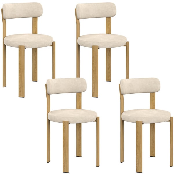 ID MARKET - Lot de 4 chaises NELLA en tissu chenille beige pour salle à manger - large