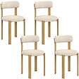 ID MARKET - Lot de 4 chaises NELLA en tissu chenille beige pour salle à manger - vignette