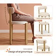 ID MARKET - Lot de 4 chaises NELLA en tissu chenille beige pour salle à manger - vignette