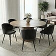 ID MARKET - Lot de 6 chaises KIRA en velours noir pour salle à manger - vignette