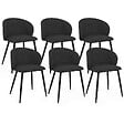 ID MARKET - Lot de 6 chaises KIRA en velours noir pour salle à manger - vignette