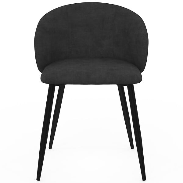 ID MARKET - Lot de 6 chaises KIRA en velours noir pour salle à manger - large