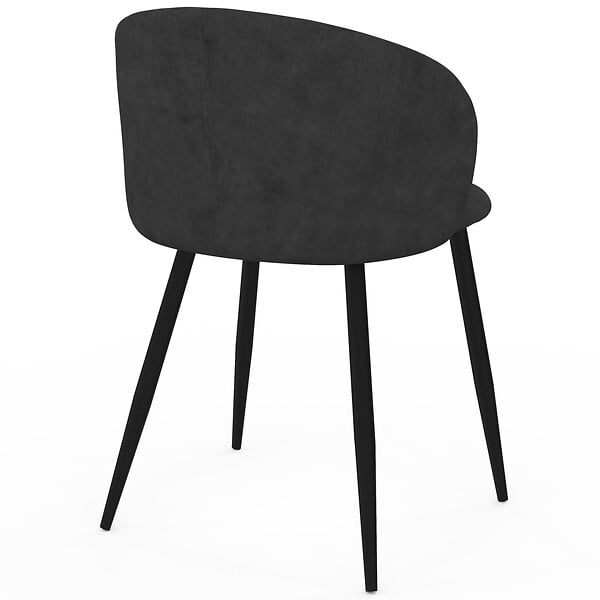ID MARKET - Lot de 6 chaises KIRA en velours noir pour salle à manger - large