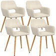 ID MARKET - Lot de 4 chaises de salle à manger, fauteuils de table HOLY en velours beige - vignette