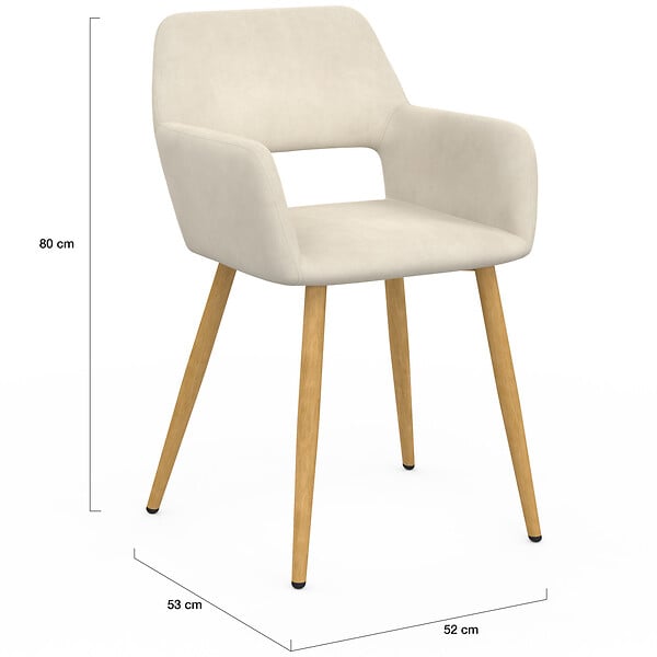 ID MARKET - Lot de 4 chaises de salle à manger, fauteuils de table HOLY en velours beige - large