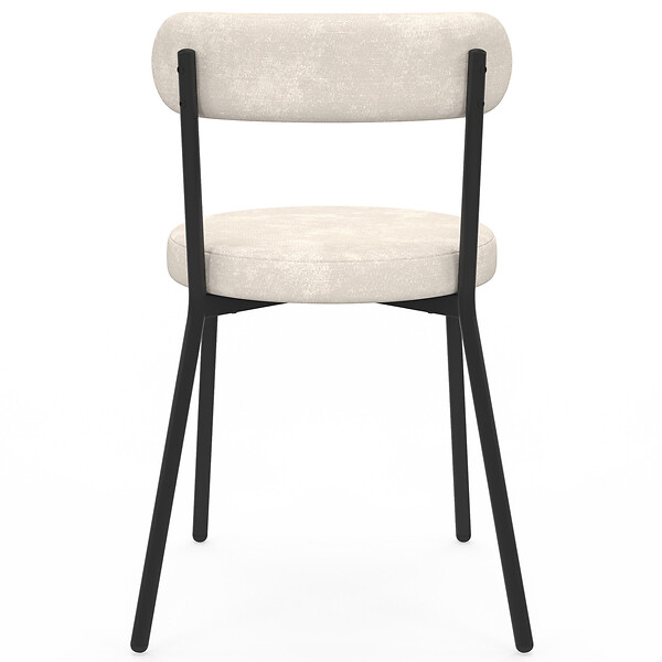 ID MARKET - Lot de 6 chaises MIKI dossier incurvé en tissu chenille mix color terracotta x2, écru x2, gris foncé x2 pieds en métal noir - large