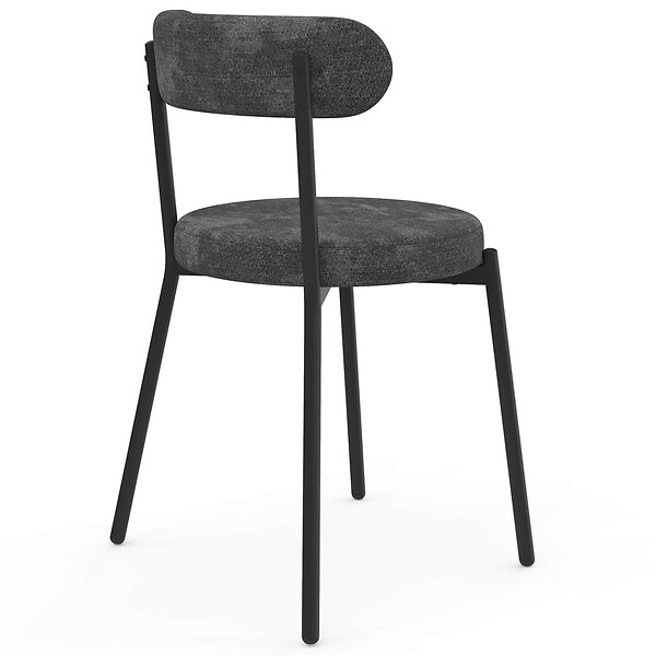ID MARKET - Lot de 6 chaises MIKI dossier incurvé en tissu chenille mix color terracotta x2, écru x2, gris foncé x2 pieds en métal noir - large
