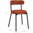 ID MARKET - Lot de 6 chaises MIKI dossier incurvé en tissu chenille mix color terracotta x2, écru x2, gris foncé x2 pieds en métal noir - vignette
