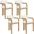 ID MARKET - Lot de 4 chaises de salle à manger, fauteuils de table ESMA en métal effet bois et tissu bouclette avec accoudoirs - vignette
