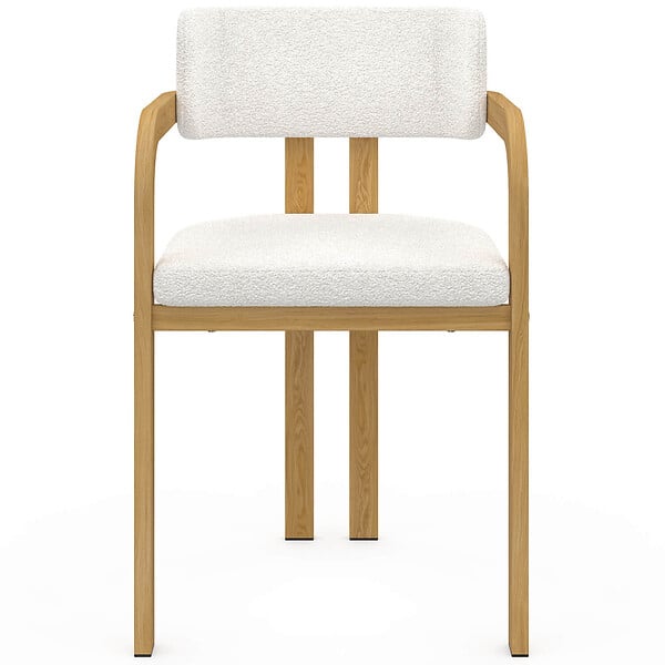 ID MARKET - Lot de 4 chaises de salle à manger, fauteuils de table ESMA en métal effet bois et tissu bouclette avec accoudoirs - large