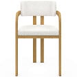 ID MARKET - Lot de 4 chaises de salle à manger, fauteuils de table ESMA en métal effet bois et tissu bouclette avec accoudoirs - vignette