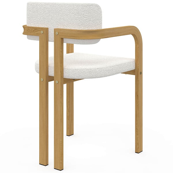 ID MARKET - Lot de 4 chaises de salle à manger, fauteuils de table ESMA en métal effet bois et tissu bouclette avec accoudoirs - large
