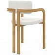 ID MARKET - Lot de 4 chaises de salle à manger, fauteuils de table ESMA en métal effet bois et tissu bouclette avec accoudoirs - vignette