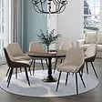 ID MARKET - Lot de 6 chaises THALYA bi-matière en tissu et PU marron et taupe pour salle à manger - vignette