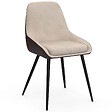 ID MARKET - Lot de 6 chaises THALYA bi-matière en tissu et PU marron et taupe pour salle à manger - vignette