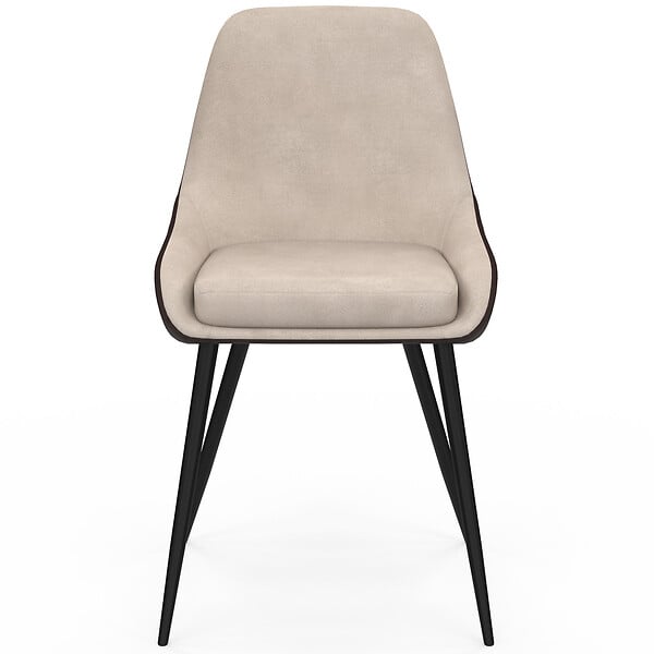 ID MARKET - Lot de 6 chaises THALYA bi-matière en tissu et PU marron et taupe pour salle à manger - large