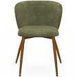 ID MARKET - Lot de 4 chaises PAULIE en tissu chenille kaki pieds noyer pour salle à manger - vignette