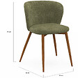 ID MARKET - Lot de 4 chaises PAULIE en tissu chenille kaki pieds noyer pour salle à manger - vignette