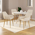 ID MARKET - Lot de 4 chaises RORY en tissu chenille beige pour salle à manger - vignette