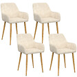 ID MARKET - Lot de 4 chaises RORY en tissu chenille beige pour salle à manger - vignette