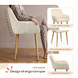 ID MARKET - Lot de 4 chaises RORY en tissu chenille beige pour salle à manger - vignette