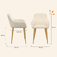 ID MARKET - Lot de 4 chaises RORY en tissu chenille beige pour salle à manger - vignette