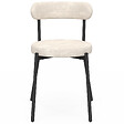 ID MARKET - Lot de 6 chaises MIKI dossier incurvé en tissu chenille écru pieds en métal noir - vignette