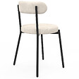 ID MARKET - Lot de 6 chaises MIKI dossier incurvé en tissu chenille écru pieds en métal noir - vignette