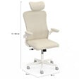 ID MARKET - Fauteuil de bureau JAMES ergonomique en toile respirante et appui-tête avec roulettes beige et blanc - vignette