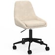 ID MARKET - Chaise de bureau MARTIN en tissu chenille beige pivotante et hauteur réglable à roulettes - vignette