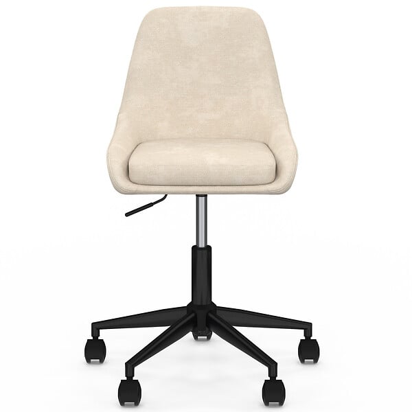 ID MARKET - Chaise de bureau MARTIN en tissu chenille beige pivotante et hauteur réglable à roulettes - large