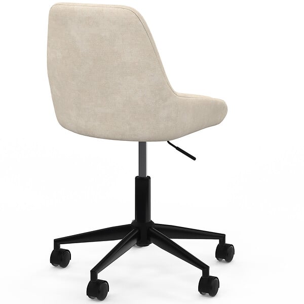 ID MARKET - Chaise de bureau MARTIN en tissu chenille beige pivotante et hauteur réglable à roulettes - large