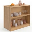 ID MARKET - Table de bar îlot JULIETTE effet lattes tasseau de bois coloris chêne - vignette